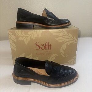Sofft Women's Mara Slip On Leather Loafer Black Dress Work Comfy Size 9M NIB